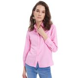 TUDORS Slim Fit Uzun Kollu Pamuklu Gömlek, XS, BYGM2548, Pembe, Kadın