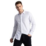 TUDORS Slim Fit Uzun Kollu Pamuklu Kolay Ütü Çizgili Gömlek, XL, DR210094-800, Beyaz, Erkek