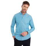 TUDORS Slim Fit Uzun Kollu Pamuklu Oxford Doku Düğmeli Yaka Gömlek, L, DR17132-133, Turkuaz, Erkek