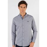 TUDORS Slim Fit Uzun Kollu Pamuklu Oxford Gömlek, L, DR220009-123, Gri, Erkek