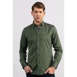TUDORS Slim Fit Uzun Kollu Pamuklu Oxford Gömlek, L, DR220009-232, Yeşil, Erkek