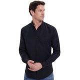 TUDORS Slim Fit Uzun Kollu Pamuklu Oxford Gömlek, M, DR240053-5005, Siyah, Erkek