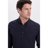 TUDORS Slim Fit Uzun Kollu Pamuklu Oxford Gömlek, S, DR240053-5005, Lacivert, Erkek