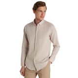 TUDORS Slim Fit Uzun Kollu Pamuklu Oxford Gömlek, S, DR240053-5005, Taş, Erkek