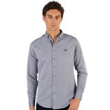 TUDORS Slim Fit Uzun Kollu Pamuklu Oxford Gömlek, XL, DR220009-123, Gri, Erkek