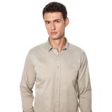 TUDORS Slim Fit Uzun Kollu Pamuklu Saten Gömlek, XL, DR200135-324, Taş, Erkek