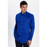 Tudors Slim Fit Uzun Kollu Premium Seri Cotton Likralı Saks Mavisi Erkek Gömlek