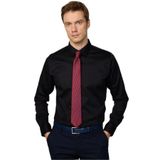 Tudors Slim Fit Uzun Kollu Premium Seri Cotton Likralı Siyah Erkek Gömlek - XL