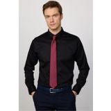 Tudors Slim Fit Uzun Kollu Premium Seri Cotton Likralı Siyah Erkek Gömlek