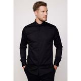 TUDORS Slim Fit Uzun Kollu%100 Koton Saten Premium Gömlek, L, DR220028-093, Siyah, Erkek