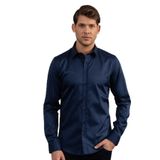 TUDORS Slim Fit Uzun Kollu%100 Koton Saten Premium Gömlek, L, DR220028-LC3, Lacivert, Erkek