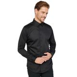 TUDORS Slim Fit Uzun Kollu%100 Koton Saten Premium Gömlek, L, DR220115-BKL, Siyah, Erkek