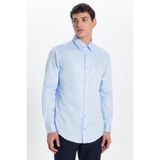 TUDORS Slim Fit Uzun Kollu%100 Koton Saten Premium Gömlek, XL, DR220028-BLU5, Mavi, Erkek