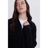TUDORS Standart Fit Anti-pilling Soğuk Geçirmez Bato Yaka Polar Sweatshirt, XS, SW230007, Siyah, kadın