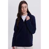 TUDORS Standart Fit Antipilling Soğuk Geçirmez Bato Yaka Polar Sweatshirt, S, SW230007, Lacivert, kadın