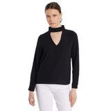 Tudors Standart Fit Choker Yaka Bluz, S, KDN25045, Siyah, Kadın