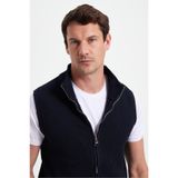 TUDORS Standart Fit Fermuarlı Dik Yaka Triko Yelek, L, Standart Fit Fermuarlı Dik Yaka Triko Yelek, Lacivert, Erkek