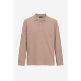 TUDORS Standart Fit Pamuklu Yumuşak Dokulu Pike Uzun Kollu Polo Yaka Tişört, XL, TS250002, Taş, Erkek