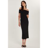 TUDORS Straplez Midi Elbise, M, 8680596516516, Siyah, Kadın