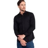 Tudors Süper Slim Fit Uzun Kollu Pamuklu Likralı Erkek Siyah Gömlek - 2XL