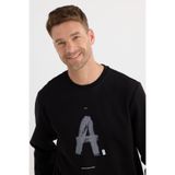 TUDORS Sweatshirt Relax Fit Pamuklu İç Polarlı Baskılı Bisklet Yaka, XXL, SW250005, Siyah, erkek