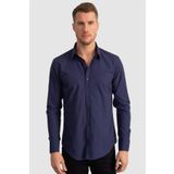 Tudors Terry Cotton Slim Fit Dar Kesim Lacivert Erkek Gömlek