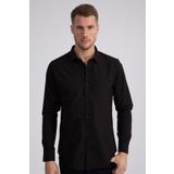 Tudors Terry Cotton Slim Fit Dar Kesim Siyah Erkek Gömlek