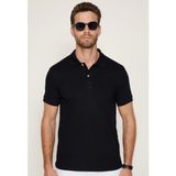 Tudors TS240019 Erkek Slim Fit Dar Kesim Pamuklu Yumuşak Doku Nefes Alan Kumaş Kıvrılmaz Yaka Siyah Polo Yaka T-Shirt