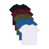 Tudors Unisex 5'li Paket Erkek Tişört, Slim Fit Dar Kesim,%100 Pamuk, Bisiklet Yaka, Siyah-Beyaz-Bordo-Mavi-Yeşil, XL