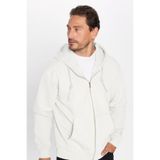 TUDORS Unisex Kapüşonlu Fermuarlı İçi Polarlı Pamuklu Sweatshirt, S, SW240013, Beyaz, üniseks-yetişkin