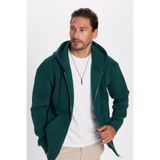TUDORS Unisex Kapüşonlu Sweatshirt Relax Fit Pamuklu İçi Polarlı Çift Cepli Fermuarlı, S, SW240013, Yeşil, üniseks-yetişkin