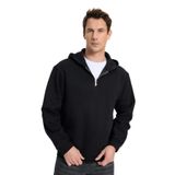 TUDORS Unisex Kapüşonlu Yarım Fermuarlı Relax Fit Sweatshirt, L, SW250001-02, Siyah, üniseks-yetişkin