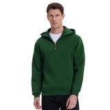 TUDORS Unisex Kapüşonlu Yarım Fermuarlı Relax Fit Sweatshirt, L, SW250001, Yeşil, üniseks-yetişkin