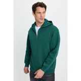 TUDORS Unisex Kapüşonlu Yarım Fermuarlı Relax Fit Sweatshirt, M, SW250001-48, Haki, üniseks-yetişkin