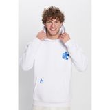 Tudors Unisex Oversize Geniş Kesim Pamuklu Yumuşak Dokulu İçi Polarlı Baskılı Beyaz Kapüşonlu Sweatshirt-32505 Beyaz