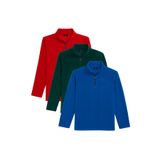 TUDORS Unisex Polar Sweatshirt 3'lü Paket, L, SW250039, Mavi-Yeşil-Kırmızı, Erkek