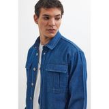 TUDORS Unisex Relax Fit Denim Overshirt Ceket, S, RF240033-9600, Lacivert, Erkek