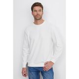 Tudors Unisex Relax Fit Rahat Kesim %100 Pamuk 3 İplik Basic Beyaz Bisiklet Yaka Sweatshirt - XL