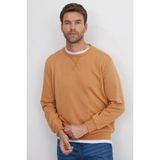 Tudors Unisex Relax Fit Rahat Kesim %100 Pamuk 3 İplik Basic Camel Bisiklet Yaka Sweatshirt - 2XL