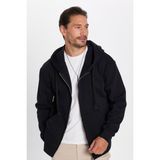 Tudors Unisex Relax Fit Rahat Kesim Pamuklu İçi Polarlı Çift Cepli Fermuarlı Siyah Kapüşonlu Sweatshirt - XL