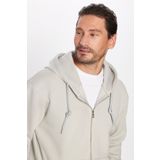 Tudors Unisex Relax Fit Rahat Kesim Pamuklu İçi Polarlı Çift Cepli Fermuarlı Taş Renk Kapüşonlu Sweatshirt