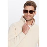 Tudors Unisex Relax Fit Rahat Kesim Pamuklu Içi Polarlı Yarım Fermuarlı Ekru Dik Yaka Sweatshirt - XS