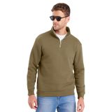 Tudors Unisex Relax Fit Rahat Kesim Pamuklu Içi Polarlı Yarım Fermuarlı Haki Dik Yaka Sweatshirt - XS
