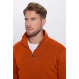 Tudors Unisex Relax Fit Rahat Kesim Pamuklu Içi Polarlı Yarım Fermuarlı Kiremit Renk Dik Yaka Sweatshirt