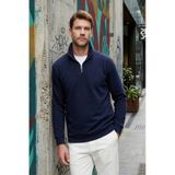Tudors Unisex Relax Fit Rahat Kesim Pamuklu İçi Polarlı Yarım Fermuarlı Lacivert Dik Yaka Sweatshirt-32669 Lacivert