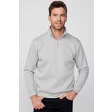 Tudors Unisex Relax Fit Rahat Kesim Pamuklu Içi Polarlı Yarım Fermuarlı Taş Renk Dik Yaka Sweatshirt