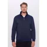 Tudors Unisex Relax Fit Rahat Kesim Pamuklu Yarım Fermuarlı Lacivert Dik Yaka Sweatshirt-31450-lacivert Lacivert