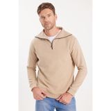 TUDORS Unisex Relax Fit Yarım Fermuarlı Sweatshirt, M, SW240006-84, Bej, üniseks-yetişkin