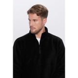Tudors Unisex Standart Fit Rahat Kesim Tüylenme Yapmayan Soğuk Geçirmez Siyah Dik Yaka Polar Sweatshirt-30131 Siyah