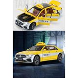 Tuengi Store 1:24 Ölçek Tüm Kapılar Açılır Işıklı Sesli Metal Mercedes E300L Vip Lüx Taksi Diecast Model Araba - Sarı - Mavi
